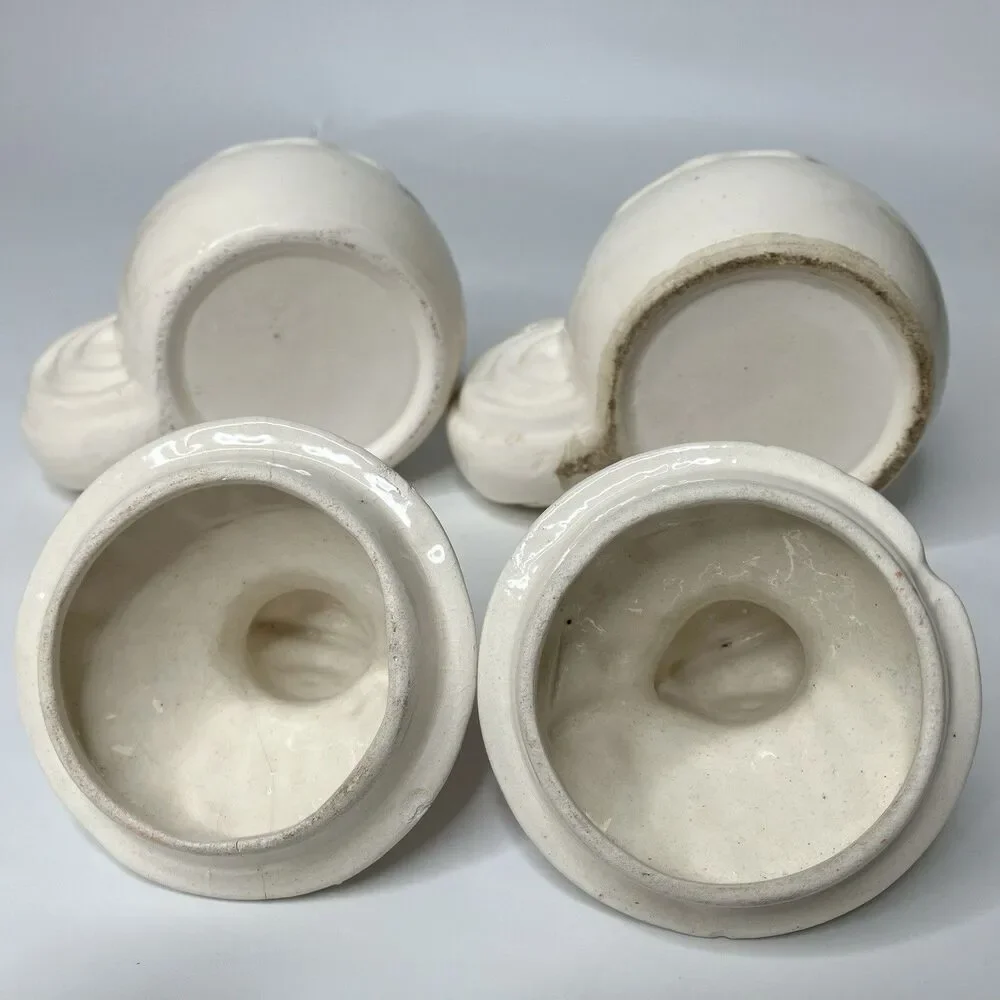 Vtg Rooster & Chicken Hen Coffee & Sugar Bowls Spanish Folk Art White Farmhouse